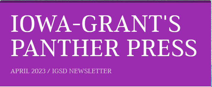 Image of the title Iowa-Grant's Panther Press April 2023/IGSD Newletter