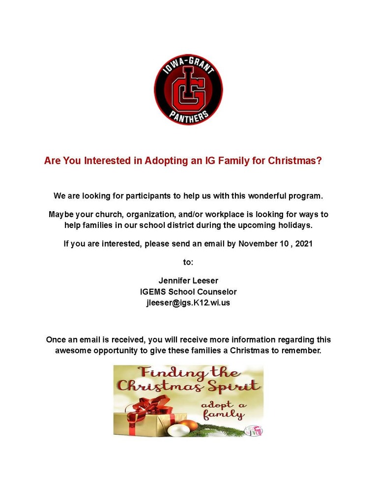Are You Interested in Adopting an IG Family for Christmas?