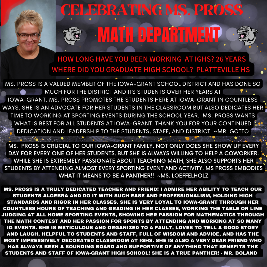 Celebrating Staff - Ms. Pross